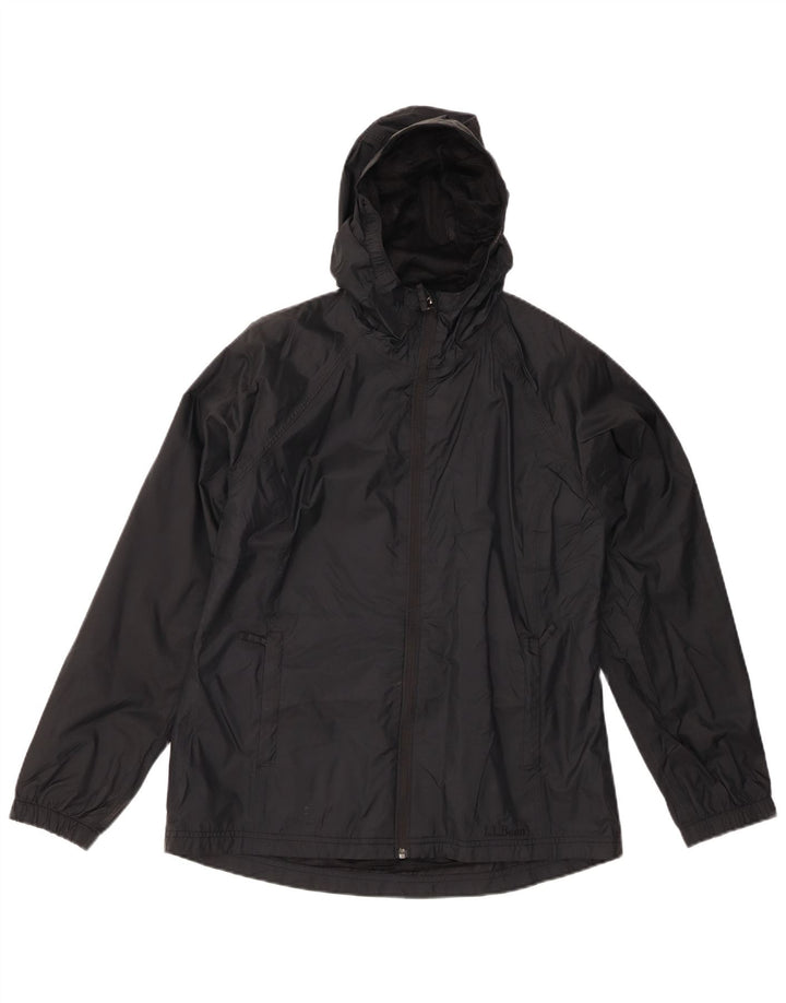 L.L.BEAN Womens Oversized Hooded Rain Jacket UK 10 Small Black Nylon