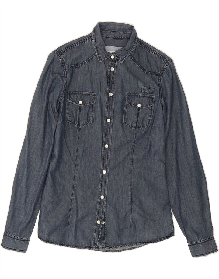 MASSIMO DUTTI Womens Shirt EU 36 XS Blue Cotton Vintage Massimo Dutti and Second-Hand Massimo Dutti from Messina Hembry 
