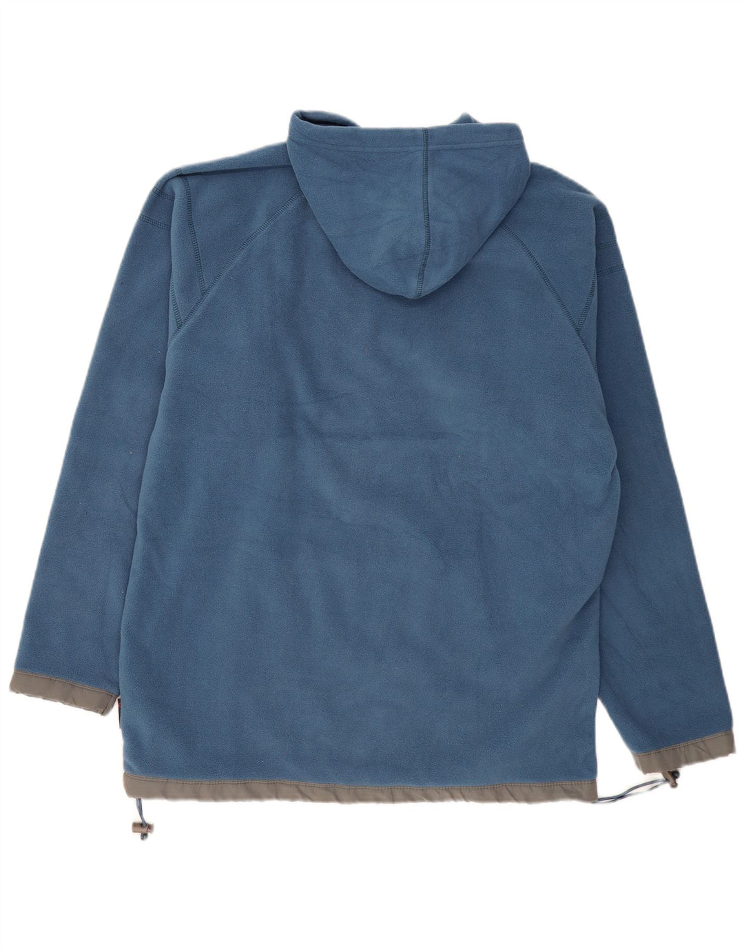 VINTAGE Mens Fleece Graphic Hoodie Jumper Large Blue Polyester