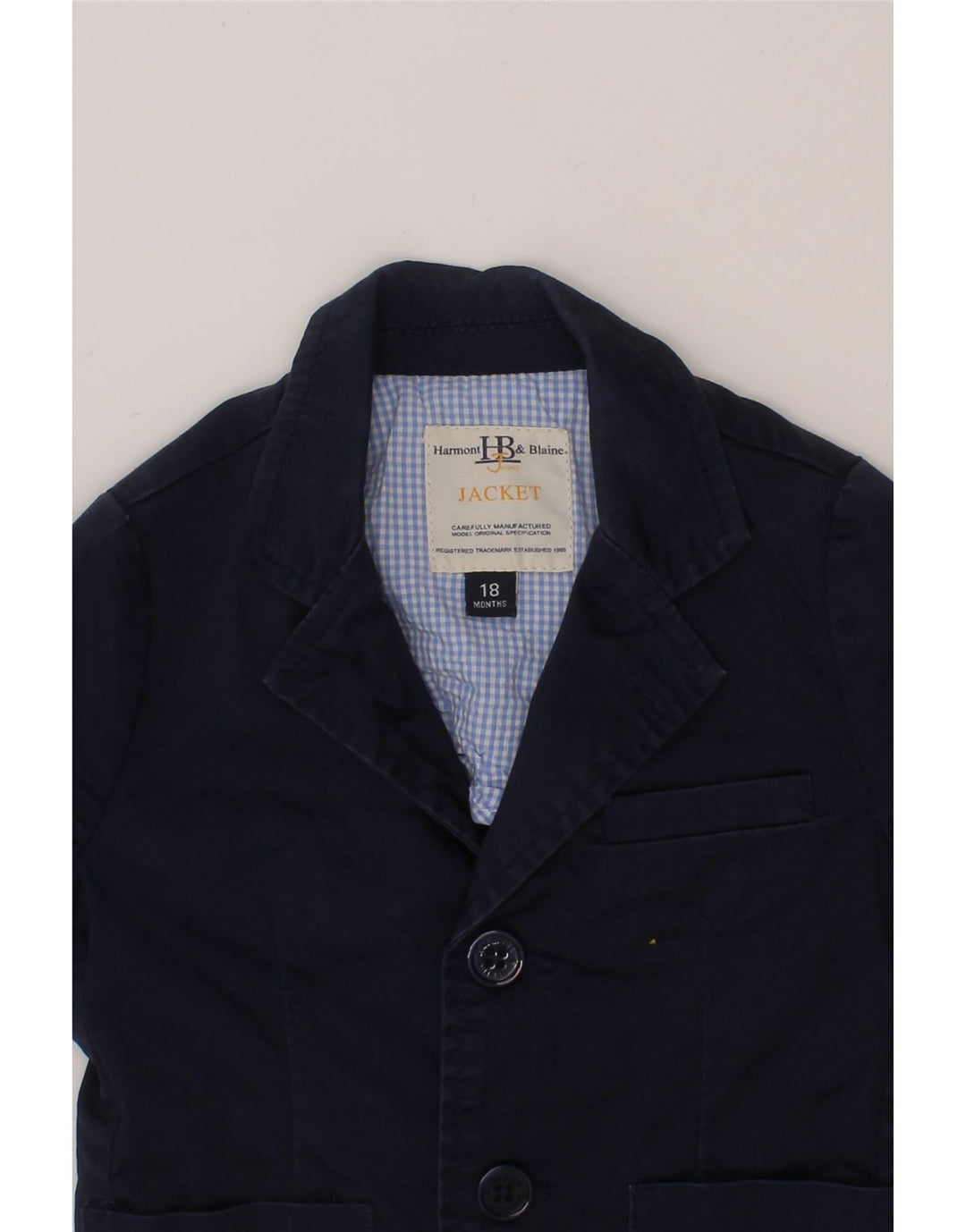 HARMONT & BLAINE Baby Boys 2 Button Blazer Jacket 12-18 Months Navy Blue Vintage Harmont & Blaine and Second-Hand Harmont & Blaine from Messina Hembry 