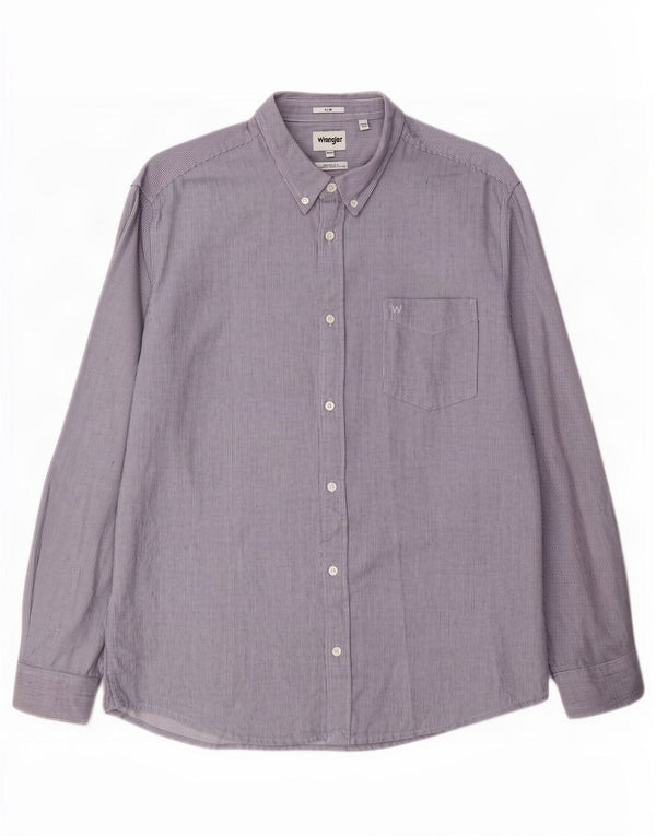 Wrangler Mens Slim Shirt 2XL Blue Pinstripe Cotton