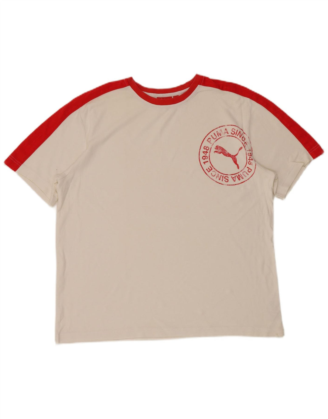 PUMA Mens Graphic T-Shirt Top XL White Colourblock Cotton