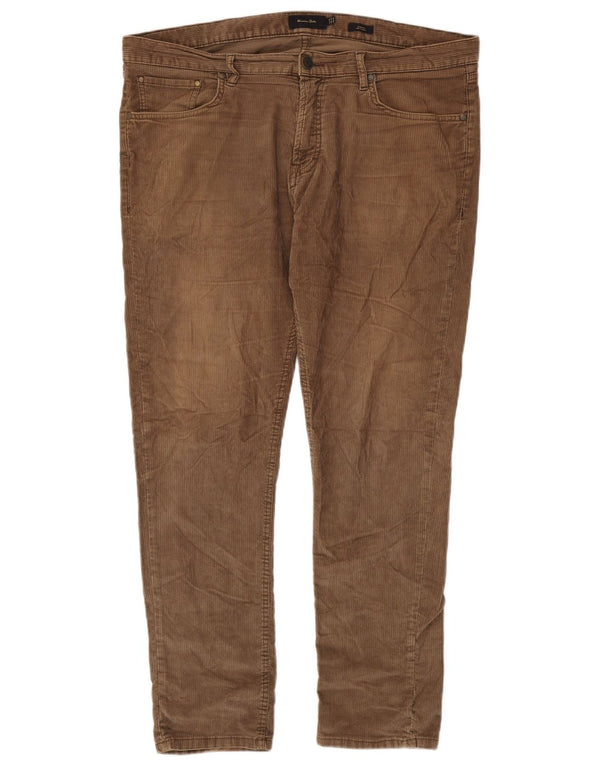 Massimo Dutti Mens Slim Fit Corduroy Trousers EU 46 XL W36 L30 Brown