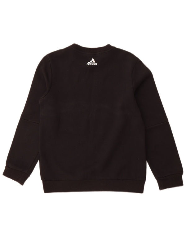 ADIDAS Boys Graphic Sweatshirt Jumper 11-12 Years Black Colourblock Cotton