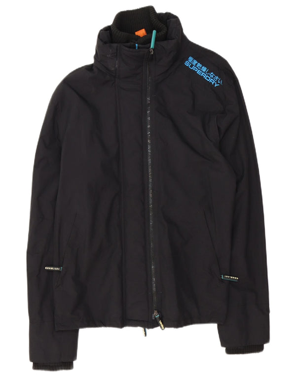Superdry Mens The Windcheater Windbreaker Jacket UK 40 Large Black Nylon