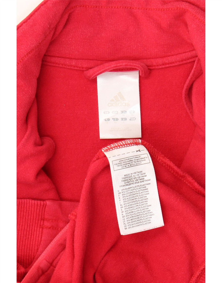 ADIDAS Womens Tracksuit Top Jacket UK 12 Medium Red Cotton