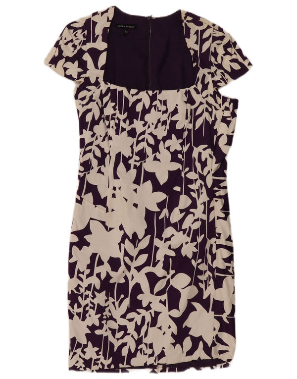 Laura Ashley Womens Sheath Dress UK 8 Small Purple Floral