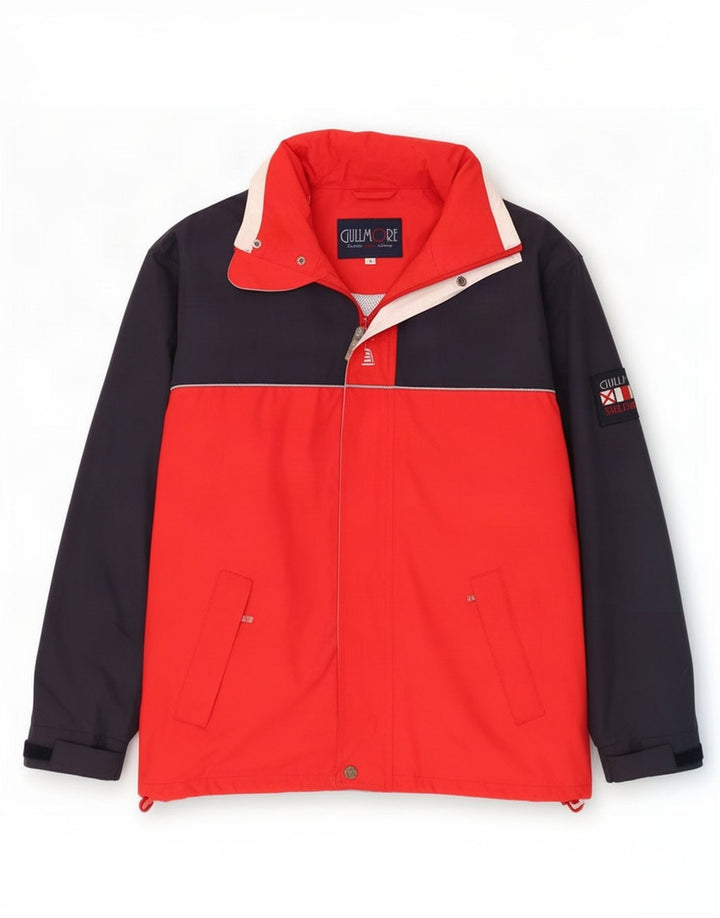 Vintage Mens Hooded Rain Jacket UK 36 Small Red Colourblock Polyester