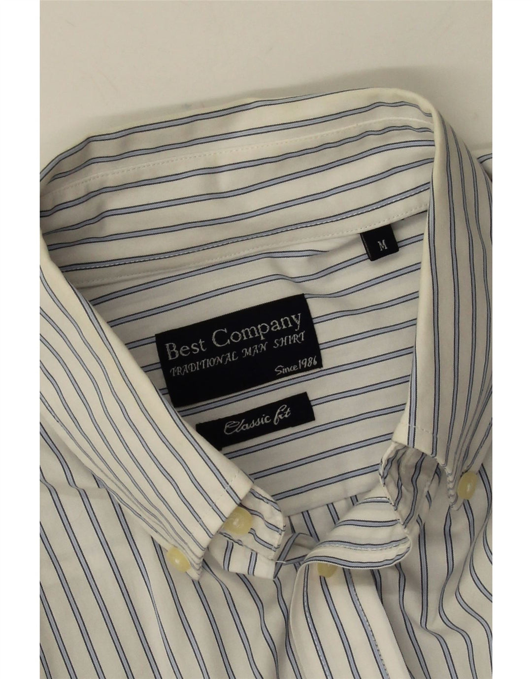 Best Company Mens Classic Fit Shirt Medium White Pinstripe