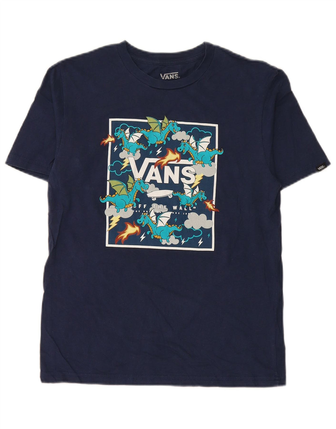 VANS Boys Classic Fit Graphic T-Shirt Top 12-13 Years Large Navy Blue