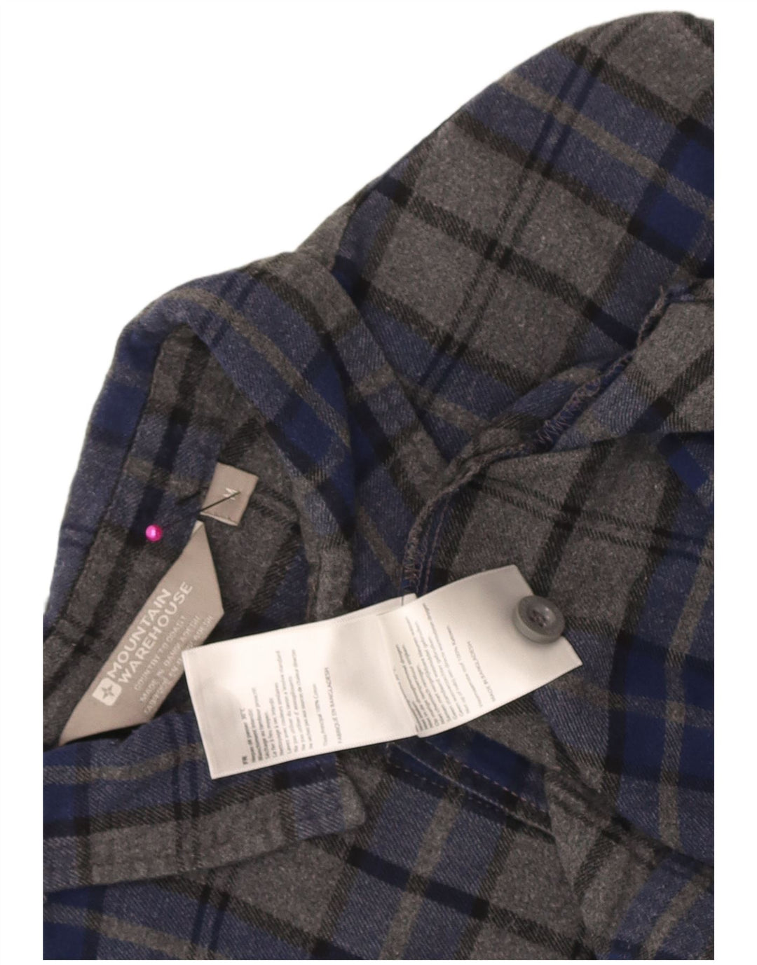 Mountain Warehouse Mens Flannel Shirt Medium Grey Check Cotton