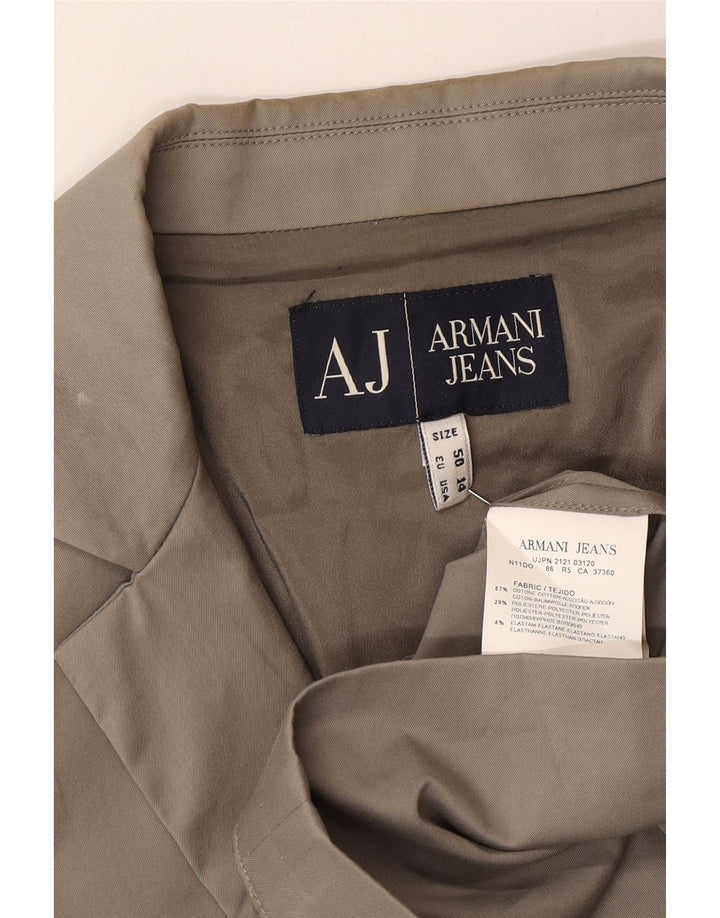 Armani Jeans Womens 2 Button Blazer Jacket US 14 XL Grey Cotton
