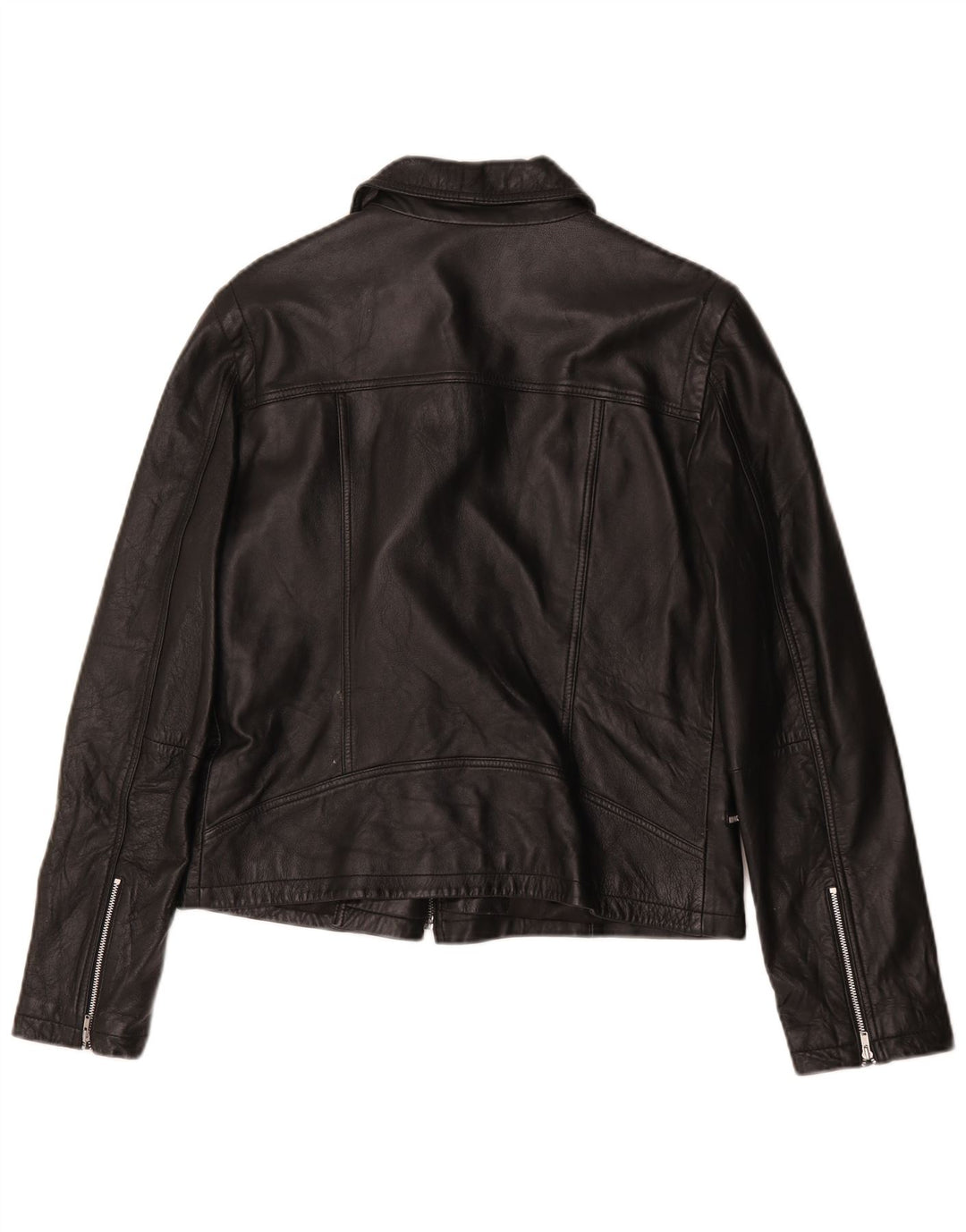 Scooter Womens Leather Biker Jacket IT 42 Medium Black