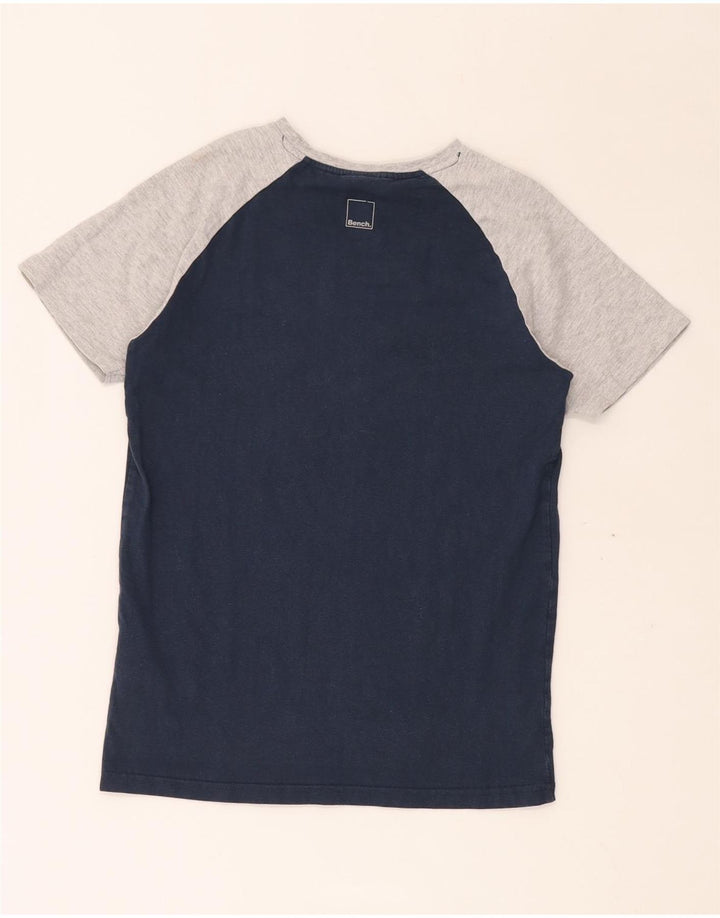 BENCH Boys Graphic T-Shirt Top 11-12 Years Navy Blue Colourblock Cotton