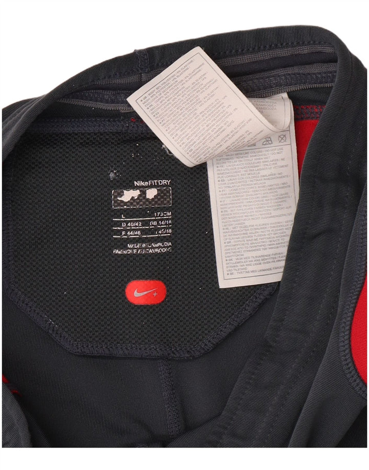 NIKE Womens Bermuda Sport Shorts UK 14/16 Large  Grey Colourblock