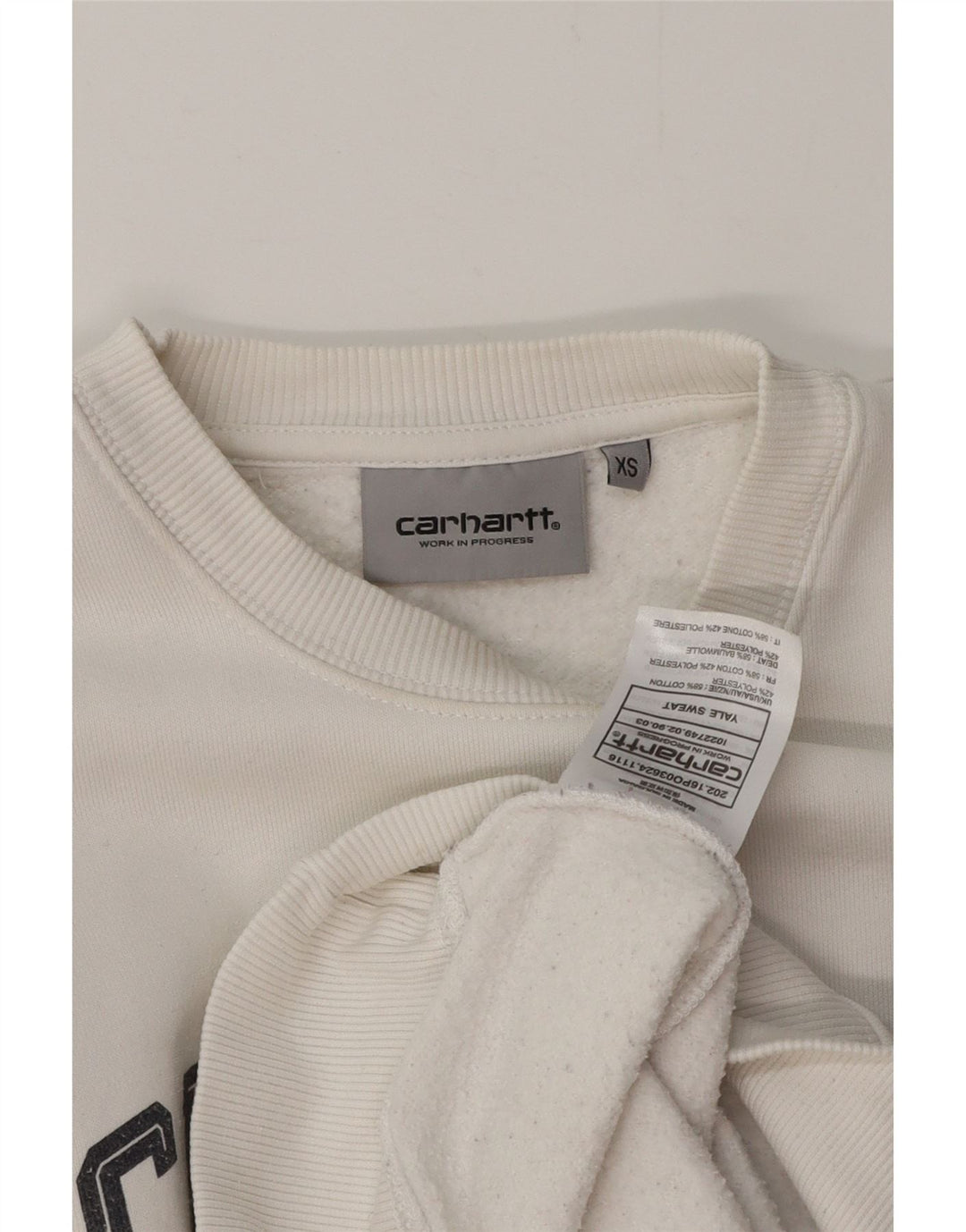 CARHARTT Mens Graphic Sweatshirt Jumper XS White Cotton