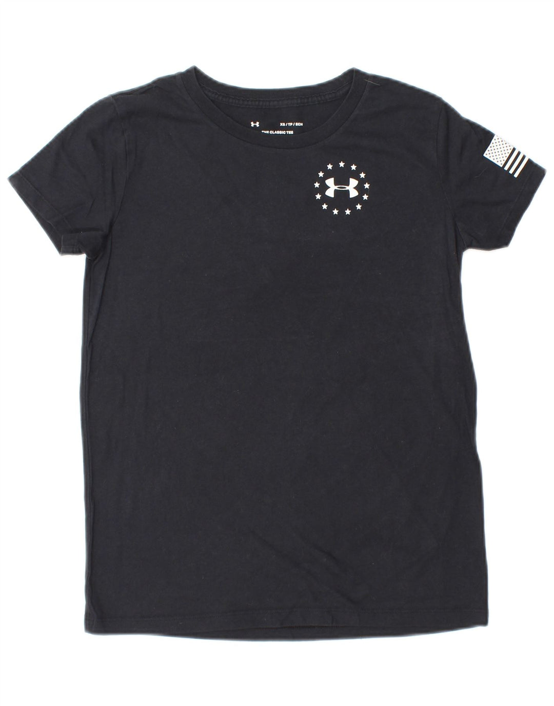 UNDER ARMOUR Womens Graphic T-Shirt Top UK 6 XS Black Striped