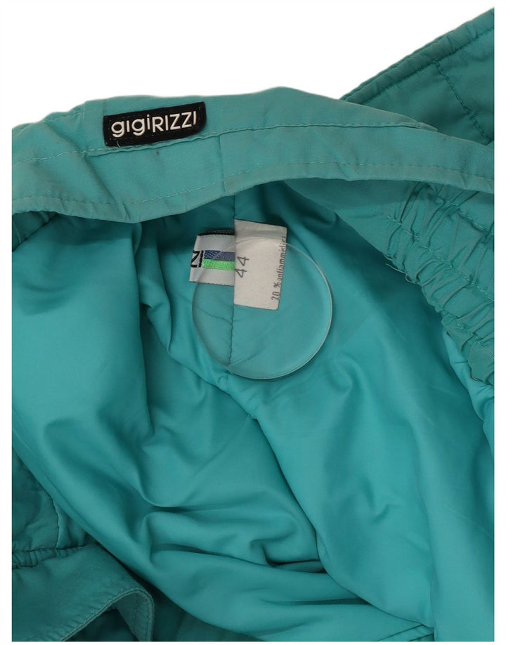 Gigi Rizzi Womens Bomber Jacket IT 44 Medium Turquoise Cotton