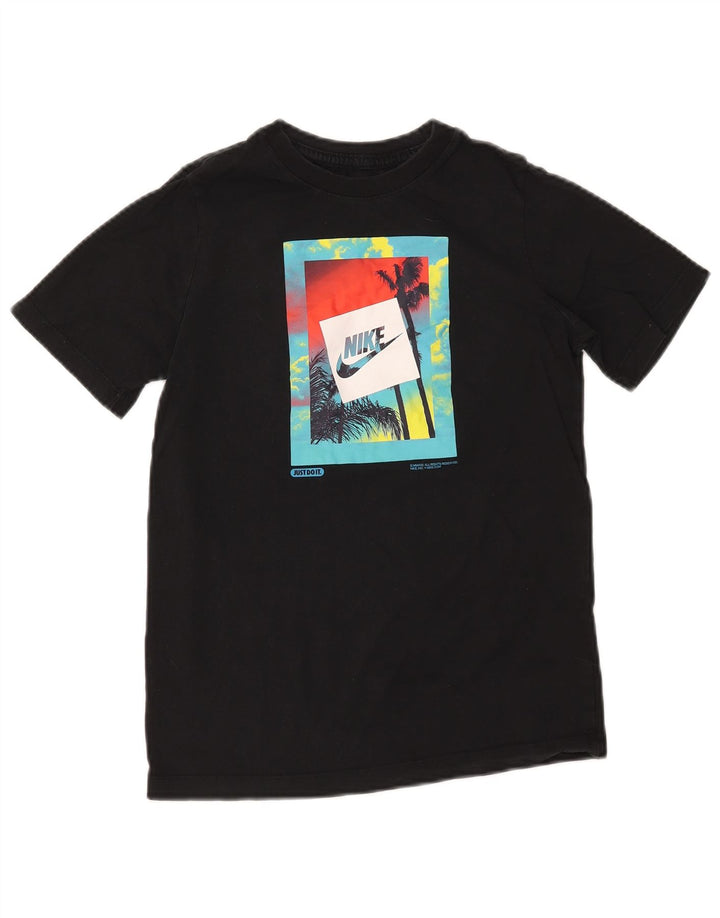 Nike Boys Graphic T-Shirt Top 12-13 Years Large Black Cotton