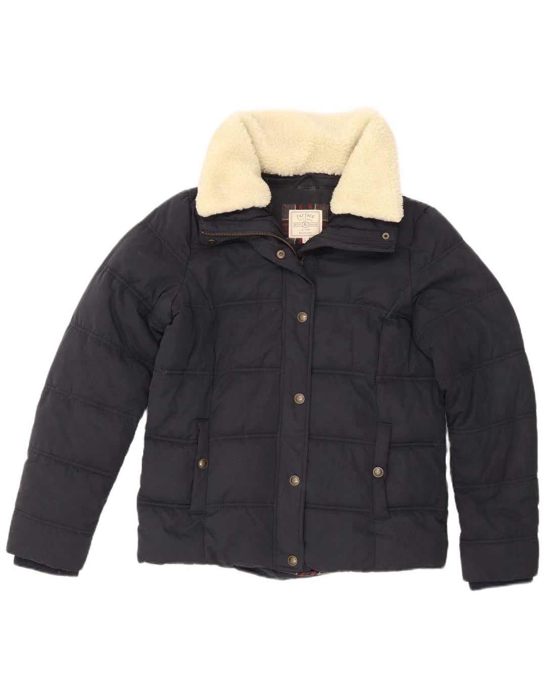 Fat Face Womens Padded Jacket UK 12 Medium Navy Blue Polyester
