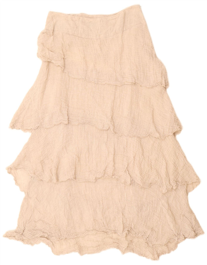 VINTAGE Womens High Waist Tiered Skirt W28 Medium Beige