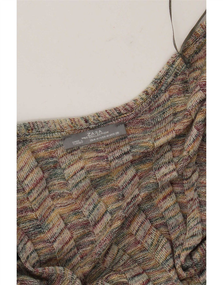 Zara Womens Short Sleeve Cardigan Sweater UK 12 Medium Multicoloured
