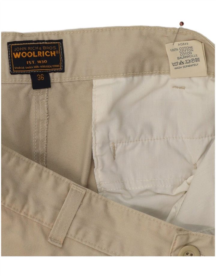 Woolrich Mens Straight Chino Trousers W36 L29 Beige Cotton