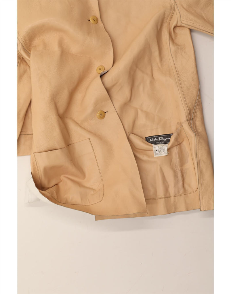 SALVATORE FERRAGAMO Womens Reversible Jacket IT 42 Medium Brown Leather Vintage Salvatore Ferragamo and Second-Hand Salvatore Ferragamo from Messina Hembry 