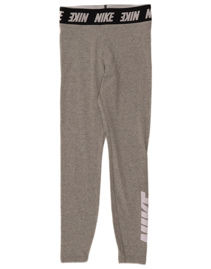 NIKE Womens Graphic Leggings UK 8 Small Grey Cotton