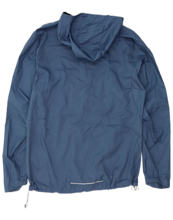 Adidas Mens Hooded Rain Jacket UK 38 Medium Navy Blue Polyester