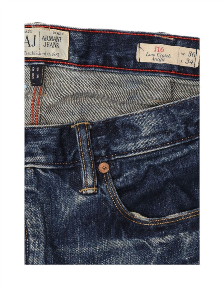 ARMANI Mens Limited Edition Distressed Slim Jeans W36 L34 Blue Cotton