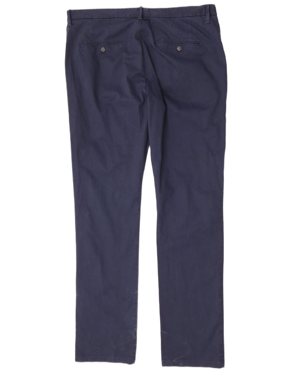 Zara Mens Straight Chino Trousers EU 48 XL W38 L34 Navy Blue Cotton
