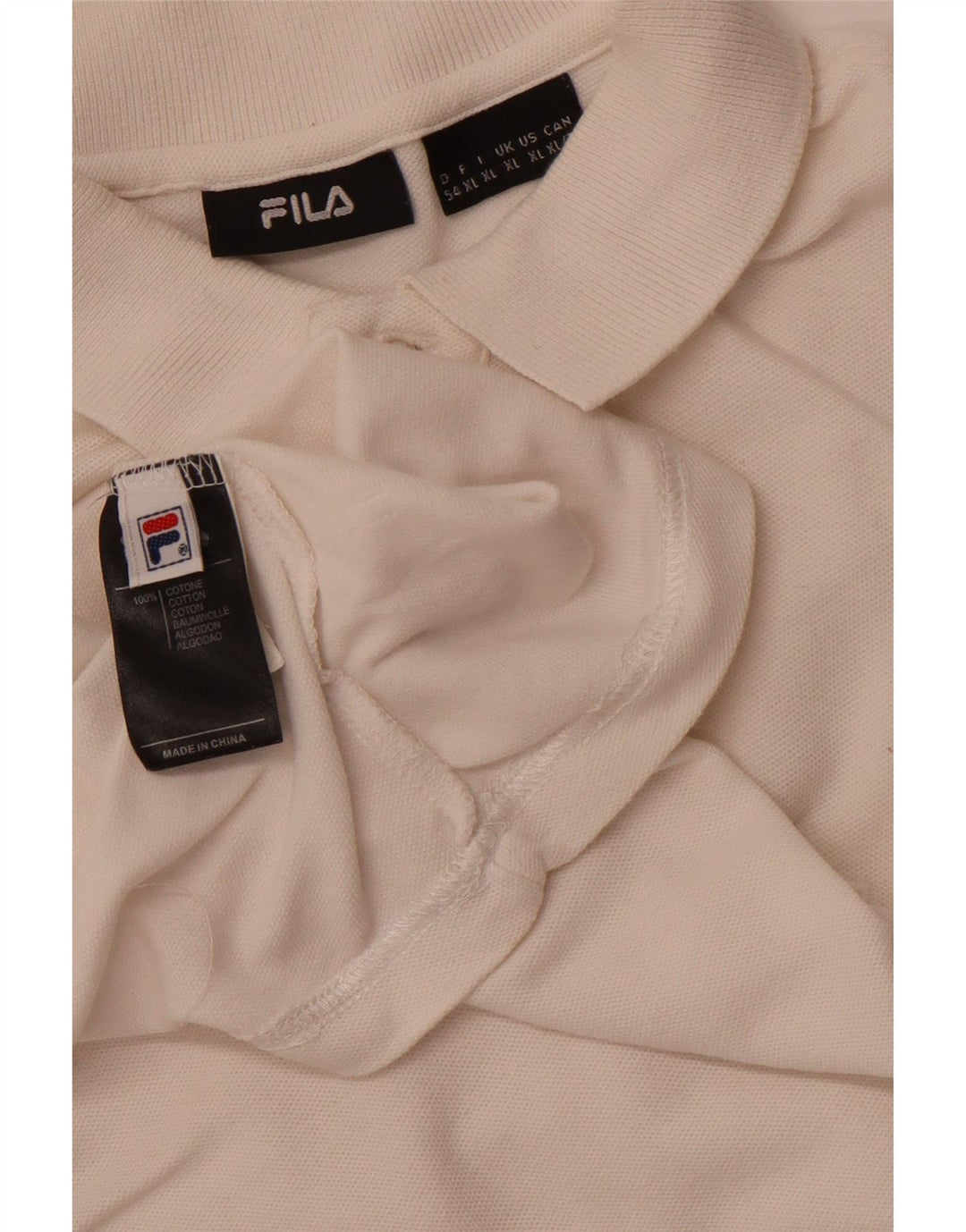 FILA Mens Polo Shirt XL Off White Cotton
