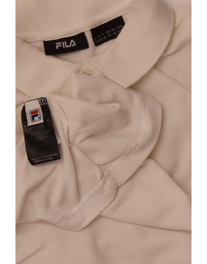 FILA Mens Polo Shirt XL Off White Cotton