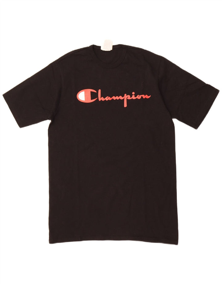 Champion Mens Graphic T-Shirt Top Large Black Cotton