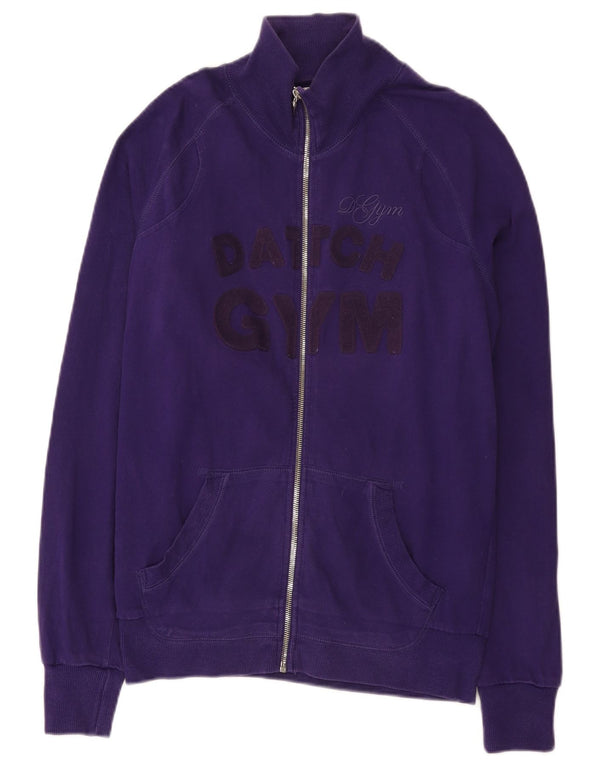 Datch Mens Graphic Tracksuit Top Jacket Large Purple Cotton