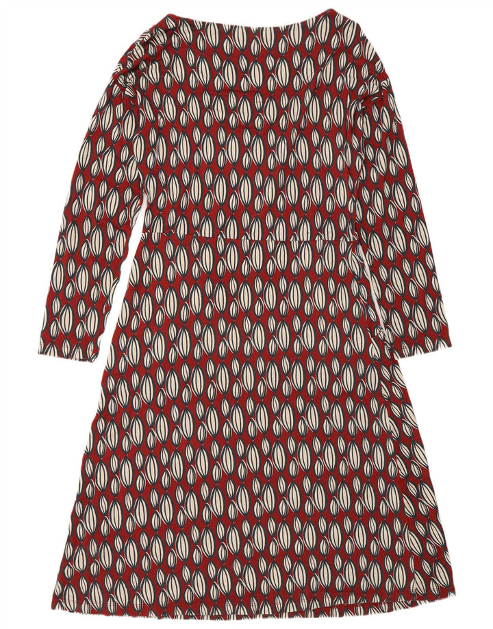 White Stuff Womens Long Sleeve A-Line Dress UK 12 Medium Red Geometric