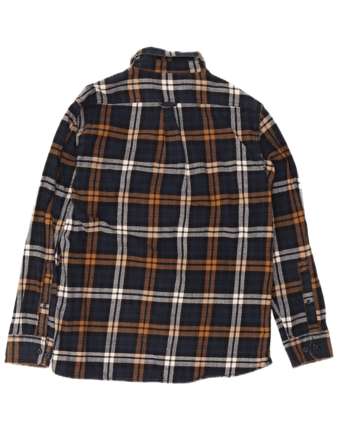 Eddie Bauer Mens Flannel Shirt Medium Navy Blue Plaid Cotton