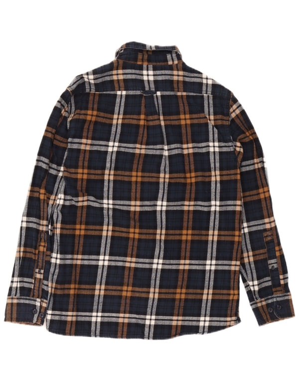 Eddie Bauer Mens Flannel Shirt Medium Navy Blue Plaid Cotton