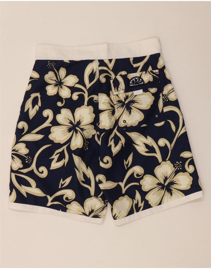 Sundek Mens Swimming Shorts Small  Navy Blue Floral Polyester