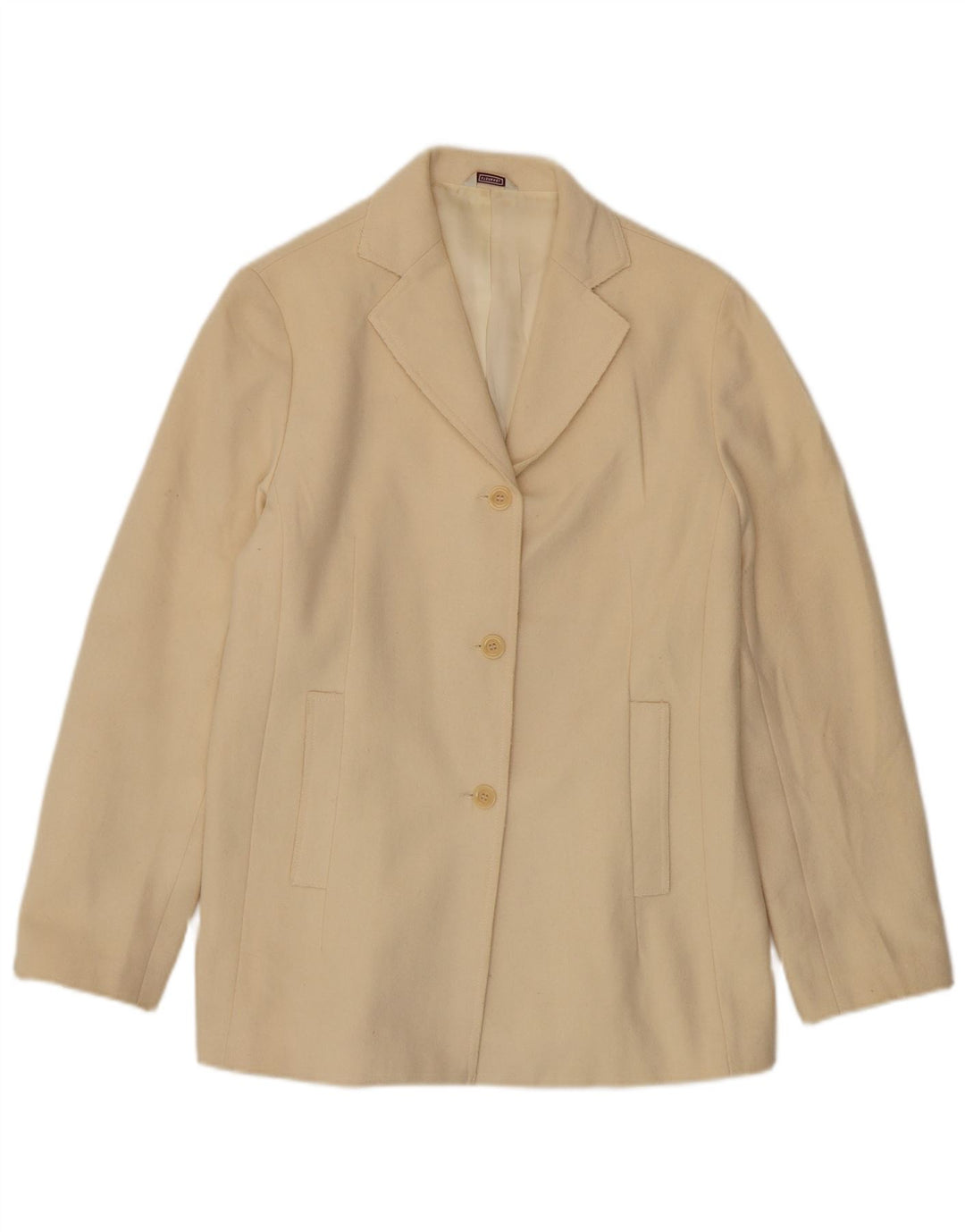 Stefanel Womens 3 Button Blazer Jacket UK 14 Medium Beige Wool