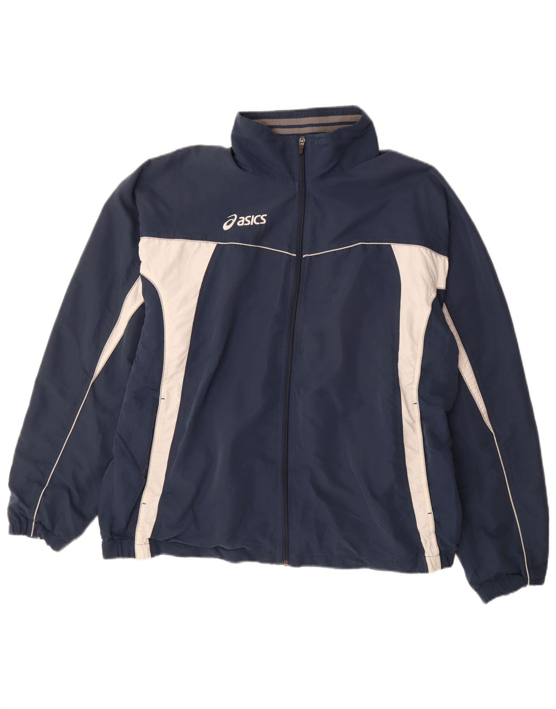 ASICS Mens Tracksuit Top Jacket XL Navy Blue Colourblock Polyester