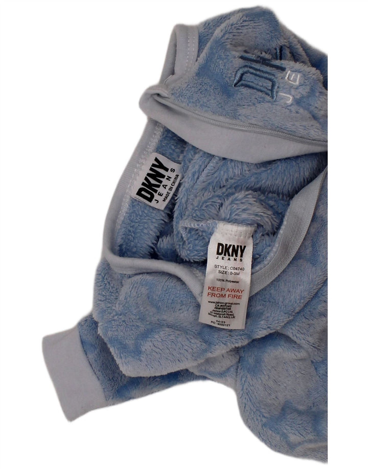 DKNY Baby Boys Abstract Pattern Fleece Jumpsuit 0-3 Months  Blue Polyester