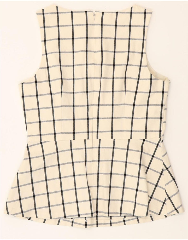 BANANA REPUBLIC Womens Sleeveless Blouse Top US 8 Medium Off White Check Vintage Banana Republic and Second-Hand Banana Republic from Messina Hembry 