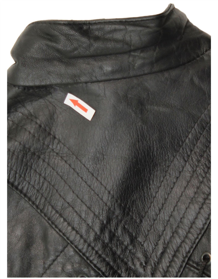 Vintage Womens Loose Fit Leather Jacket UK 14 Medium Black