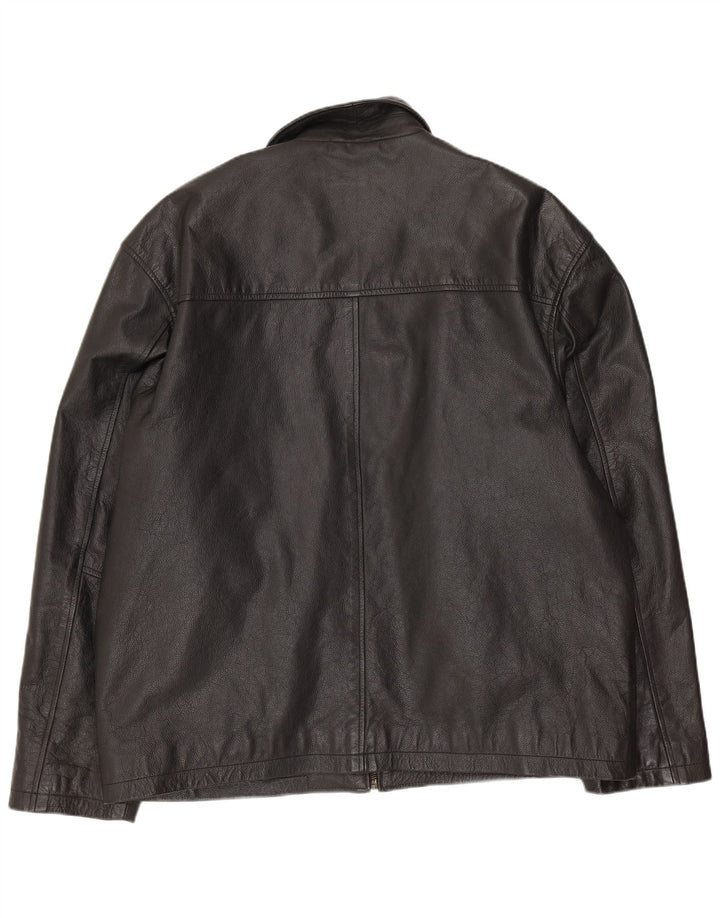 Vintage Mens Leather Jacket UK 42 XL Black Leather