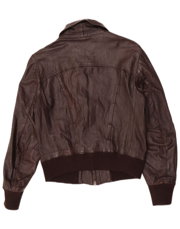 Vintage Mens Bomber Leather Jacket IT 48 Medium Brown Leather