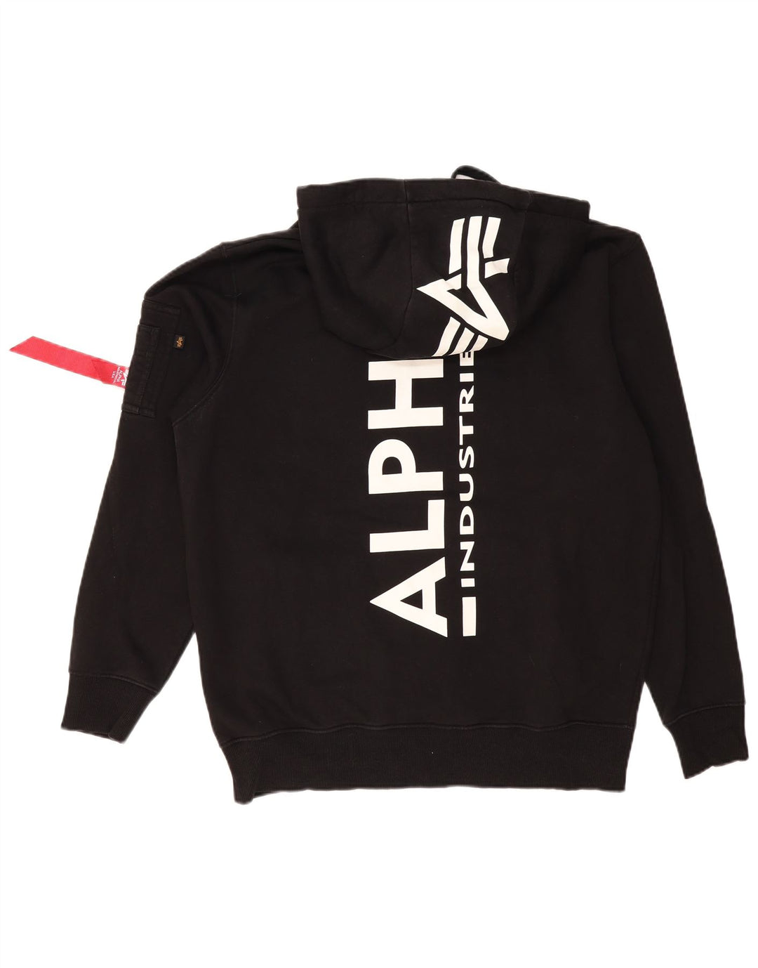 ALPHA INDUSTRIES Mens Graphic Hoodie Jumper XL Black Cotton