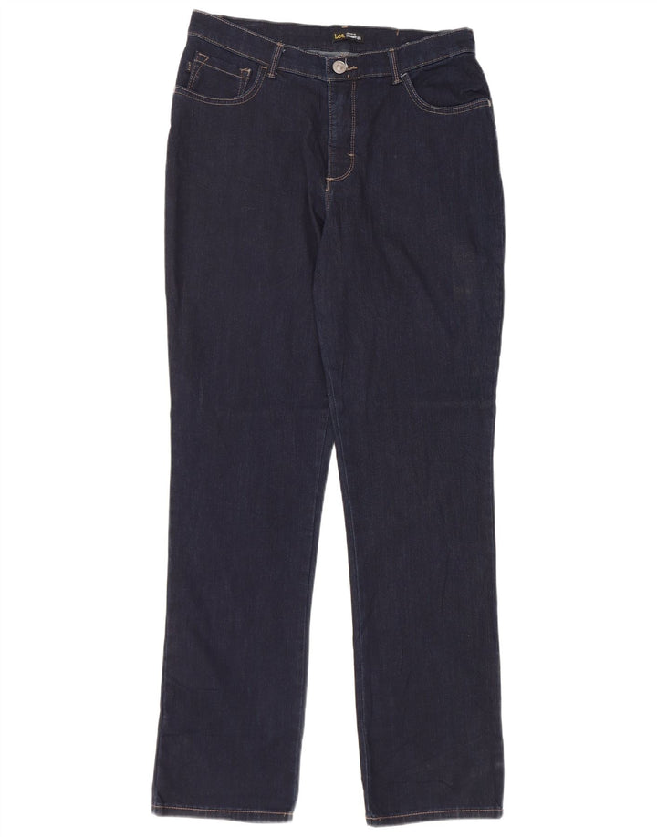 LEE Womens High Waist Straight Jeans US 10 Large W30 L32 Navy Blue