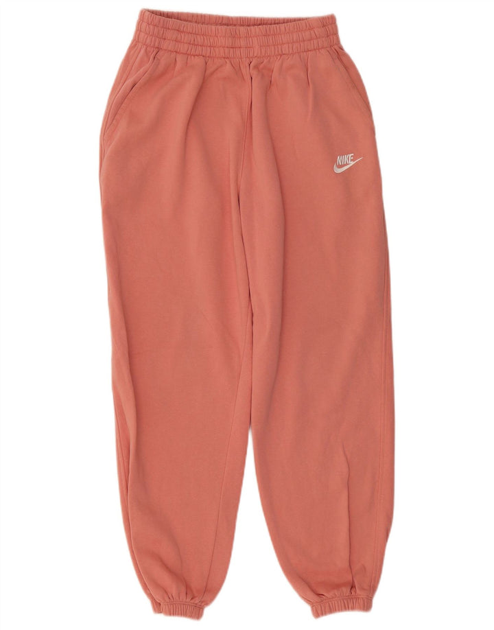NIKE Girls Tracksuit Trousers Joggers 12-13 Years Large Pink Cotton